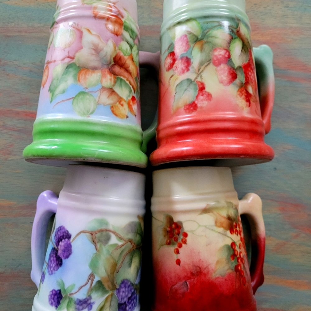 Hand painted coffee steins
